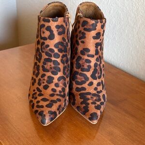 Allegra K Brown Leopard Ankle Booties